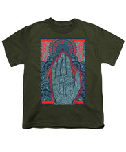 Rubino Blue Zen Namaste Hand - Youth T-Shirt Youth T-Shirt Pixels Military Green Small 