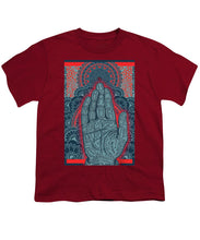 Rubino Blue Zen Namaste Hand - Youth T-Shirt Youth T-Shirt Pixels Cardinal Small 