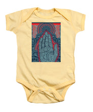 Rubino Blue Zen Namaste Hand - Baby Onesie Baby Onesie Pixels Soft Yellow Small 