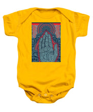 Rubino Blue Zen Namaste Hand - Baby Onesie Baby Onesie Pixels Gold Small 