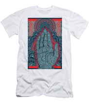 Rubino Blue Zen Namaste Hand - Men's T-Shirt (Athletic Fit) Men's T-Shirt (Athletic Fit) Pixels White Small 