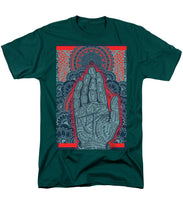 Rubino Blue Zen Namaste Hand - Men's T-Shirt  (Regular Fit) Men's T-Shirt (Regular Fit) Pixels Hunter Green Small 