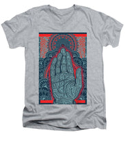 Rubino Blue Zen Namaste Hand - Men's V-Neck T-Shirt Men's V-Neck T-Shirt Pixels Heather Small 