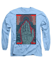 Rubino Blue Zen Namaste Hand - Long Sleeve T-Shirt Long Sleeve T-Shirt Pixels Carolina Blue Small 