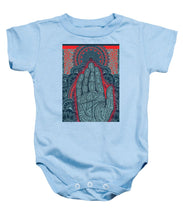 Rubino Blue Zen Namaste Hand - Baby Onesie Baby Onesie Pixels Light Blue Small 