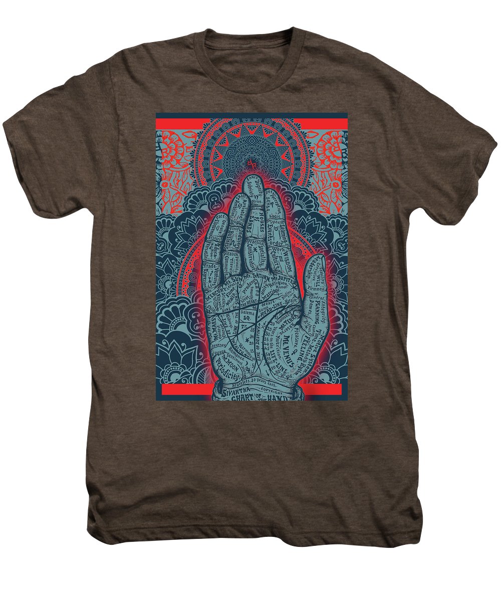 Rubino Blue Zen Namaste Hand - Men's Premium T-Shirt Men's Premium T-Shirt Pixels Mocha Heather Small 