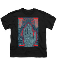 Rubino Blue Zen Namaste Hand - Youth T-Shirt Youth T-Shirt Pixels Black Small 