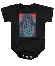 Rubino Blue Zen Namaste Hand - Baby Onesie Baby Onesie Pixels Black Small 