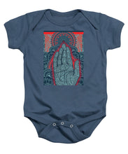 Rubino Blue Zen Namaste Hand - Baby Onesie Baby Onesie Pixels Indigo Small 
