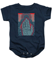 Rubino Blue Zen Namaste Hand - Baby Onesie Baby Onesie Pixels Navy Small 