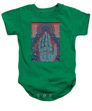 Rubino Blue Zen Namaste Hand - Baby Onesie Baby Onesie Pixels Kelly Green Small 