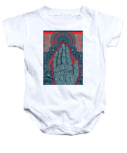 Rubino Blue Zen Namaste Hand - Baby Onesie Baby Onesie Pixels White Small 