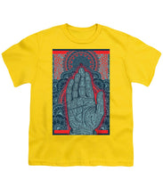 Rubino Blue Zen Namaste Hand - Youth T-Shirt Youth T-Shirt Pixels Yellow Small 