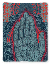 Rubino Blue Zen Namaste Hand - Blanket Blanket Pixels 60" x 80" Sherpa Fleece 