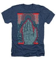 Rubino Blue Zen Namaste Hand - Heathers T-Shirt Heathers T-Shirt Pixels Navy Small 