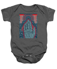 Rubino Blue Zen Namaste Hand - Baby Onesie Baby Onesie Pixels Charcoal Small 