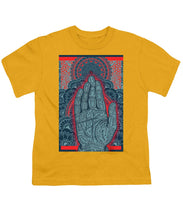 Rubino Blue Zen Namaste Hand - Youth T-Shirt Youth T-Shirt Pixels Gold Small 