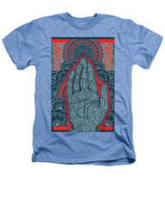Rubino Blue Zen Namaste Hand - Heathers T-Shirt Heathers T-Shirt Pixels Light Blue Small 