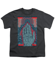 Rubino Blue Zen Namaste Hand - Youth T-Shirt Youth T-Shirt Pixels Charcoal Small 
