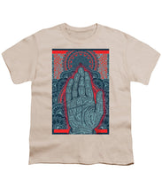 Rubino Blue Zen Namaste Hand - Youth T-Shirt Youth T-Shirt Pixels Cream Small 