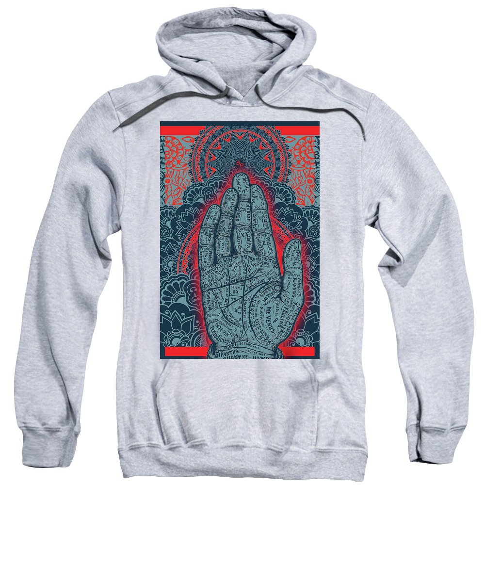 Rubino Blue Zen Namaste Hand - Sweatshirt Sweatshirt Pixels Heather Small 