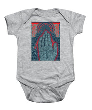 Rubino Blue Zen Namaste Hand - Baby Onesie Baby Onesie Pixels Heather Small 
