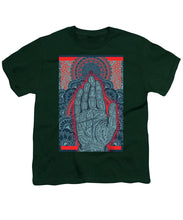 Rubino Blue Zen Namaste Hand - Youth T-Shirt Youth T-Shirt Pixels Hunter Green Small 