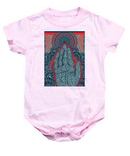 Rubino Blue Zen Namaste Hand - Baby Onesie Baby Onesie Pixels Pink Small 