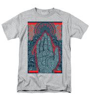 Rubino Blue Zen Namaste Hand - Men's T-Shirt  (Regular Fit) Men's T-Shirt (Regular Fit) Pixels Heather Small 
