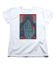 Rubino Blue Zen Namaste Hand - Women's T-Shirt (Standard Fit) Women's T-Shirt (Standard Fit) Pixels White Small 