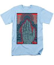 Rubino Blue Zen Namaste Hand - Men's T-Shirt  (Regular Fit) Men's T-Shirt (Regular Fit) Pixels Light Blue Small 