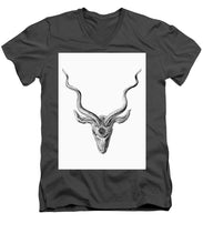 Rubino Buck Horns - Men's V-Neck T-Shirt Men's V-Neck T-Shirt Pixels Charcoal Small 