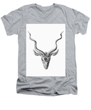 Rubino Buck Horns - Men's V-Neck T-Shirt Men's V-Neck T-Shirt Pixels Heather Small 