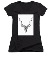 Rubino Buck Horns - Women's V-Neck (Athletic Fit) Women's V-Neck (Athletic Fit) Pixels Black Small 