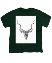 Rubino Buck Horns - Youth T-Shirt Youth T-Shirt Pixels Hunter Green Small 