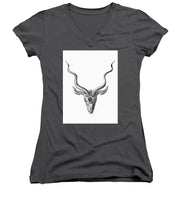 Rubino Buck Horns - Women's V-Neck (Athletic Fit) Women's V-Neck (Athletic Fit) Pixels Charcoal Small 