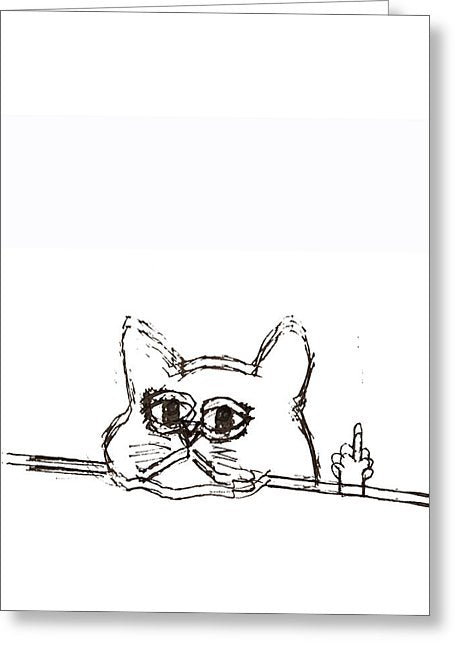 Rubino Cat Finger - Greeting Card