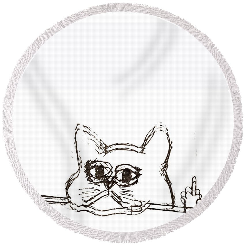 Rubino Cat Finger - Round Beach Towel