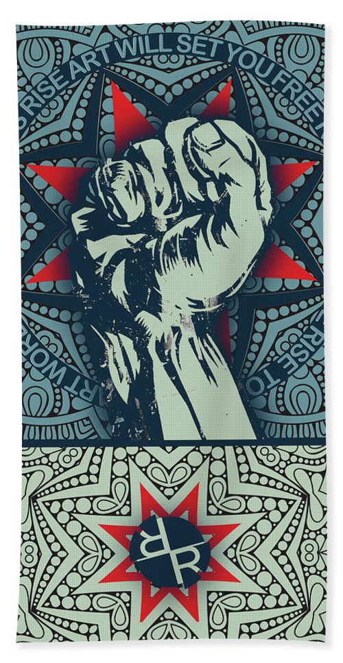 Rubino Fist Mandala - Beach Towel Beach Towel Pixels Beach Towel (32