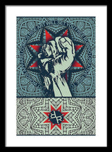 Rubino Fist Mandala - Framed Print Framed Print Pixels 13.375" x 20.000" Black White