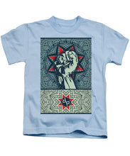 Rubino Fist Mandala - Kids T-Shirt Kids T-Shirt Pixels Light Blue Small 