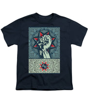 Rubino Fist Mandala - Youth T-Shirt Youth T-Shirt Pixels Navy Small 