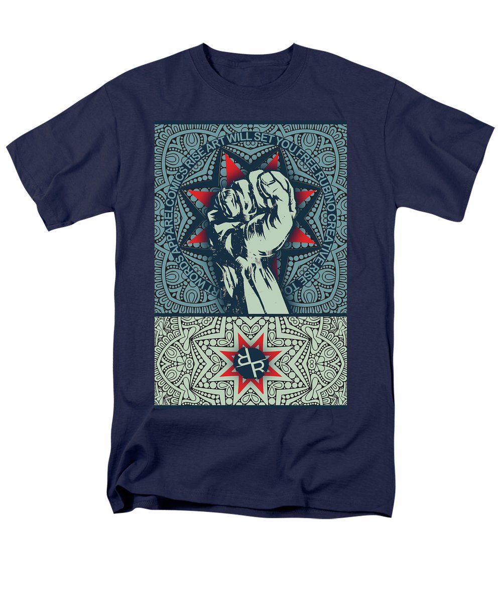 Rubino Fist Mandala - Men's T-Shirt  (Regular Fit) Men's T-Shirt (Regular Fit) Pixels Navy Small 