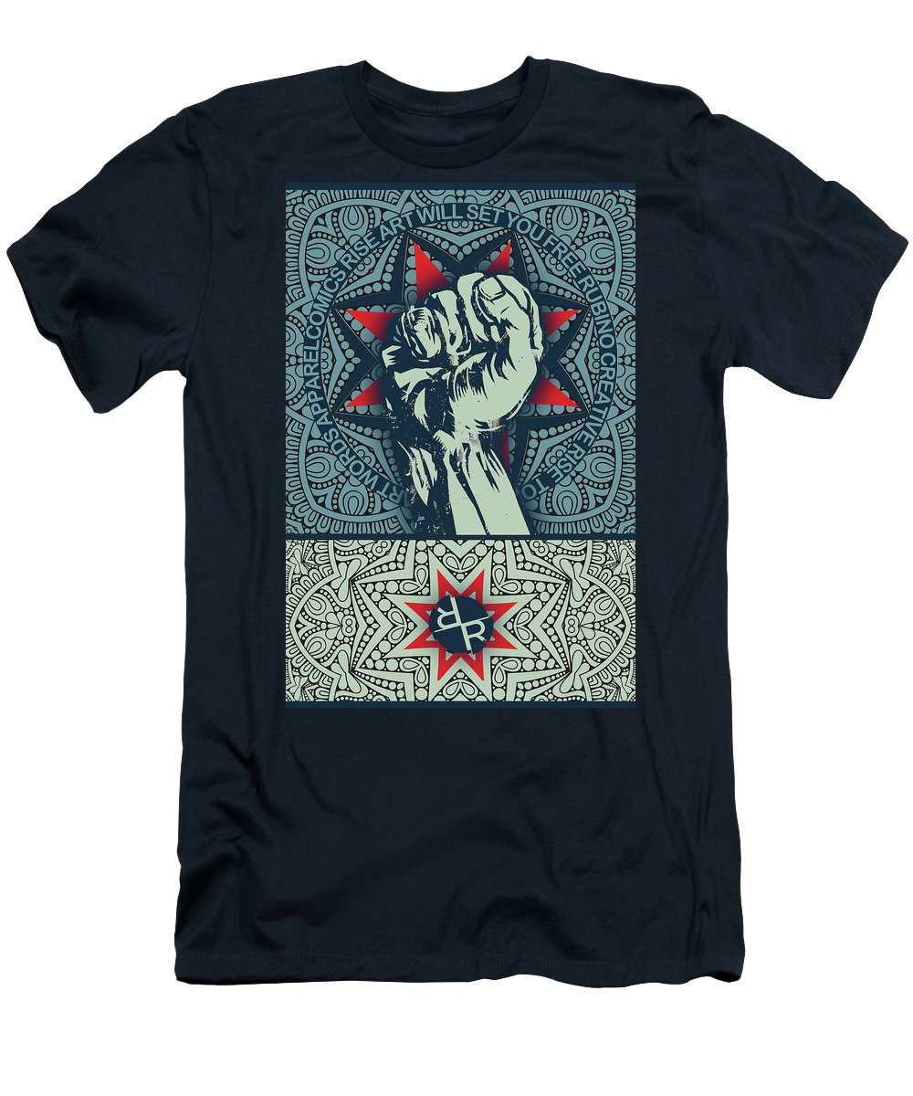Rubino Fist Mandala - Men's T-Shirt (Athletic Fit) Men's T-Shirt (Athletic Fit) Pixels Navy Small 