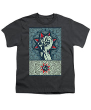Rubino Fist Mandala - Youth T-Shirt Youth T-Shirt Pixels Charcoal Small 