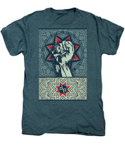 Rubino Fist Mandala - Men's Premium T-Shirt Men's Premium T-Shirt Pixels Steel Blue Heather Small 
