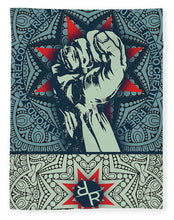 Rubino Fist Mandala - Blanket Blanket Pixels 60" x 80" Plush Fleece 