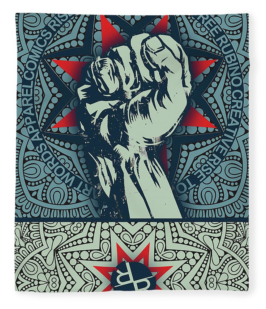 Rubino Fist Mandala - Blanket Blanket Pixels 50