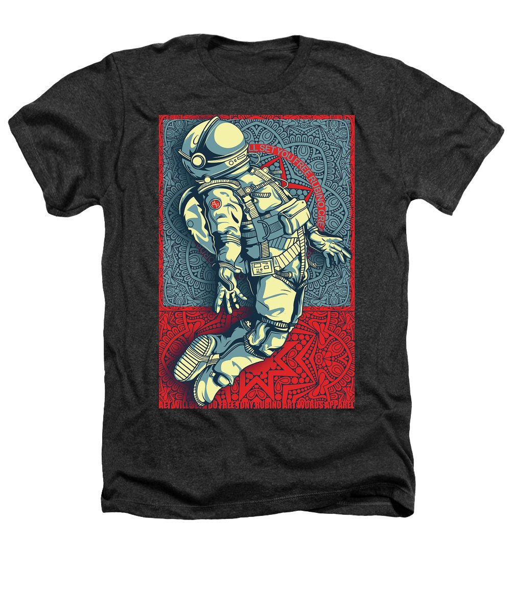 Rubino Float Astronaut - Heathers T-Shirt Heathers T-Shirt Pixels Charcoal Small 