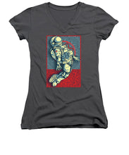 Rubino Float Astronaut - Women's V-Neck (Athletic Fit) Women's V-Neck (Athletic Fit) Pixels Charcoal Small 